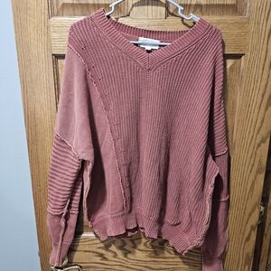 Women's V-Neck Sweater - Dusty Rose